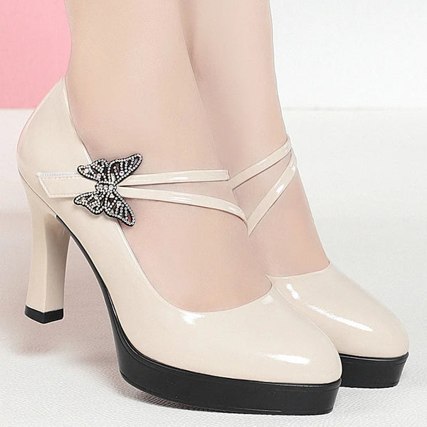 High-heeled Leather Small Leather Shoes Catwalk Shoes Ladies Dancing Bride Wedding Shoes
