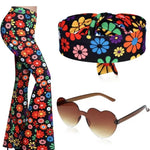 Women's Fashionable Bell-Bottom Pants Hip Hop Style Printed Trendy Bell-Bottom Pants With Headwear