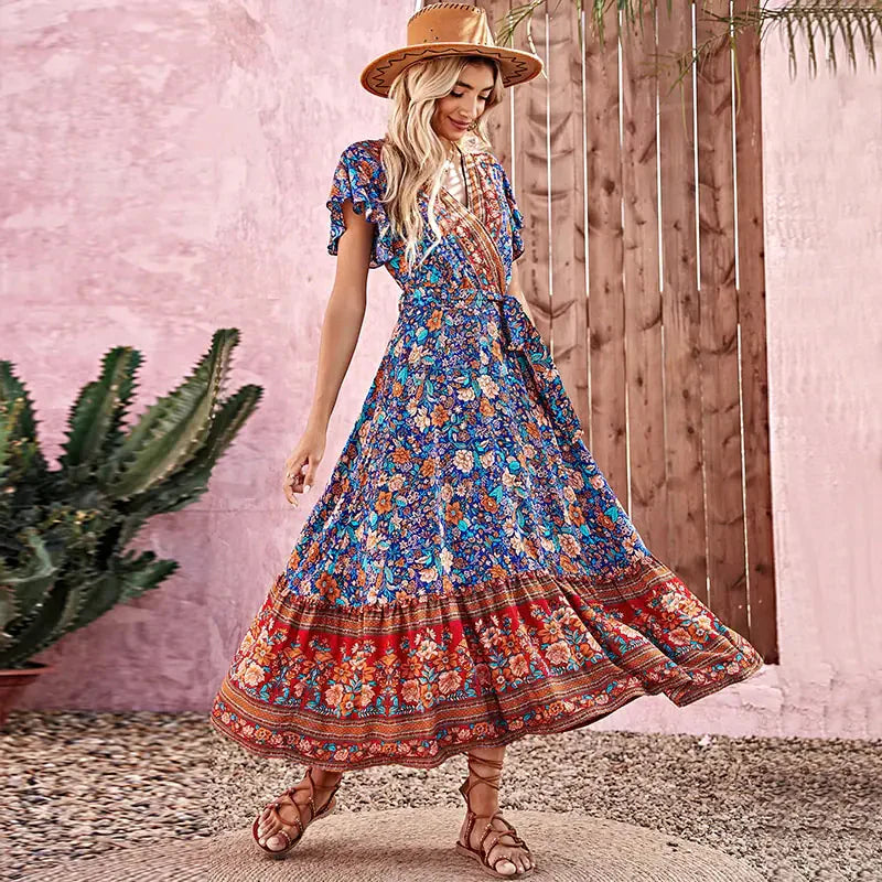 Bohemian Floral Maxi Dress Multicolor