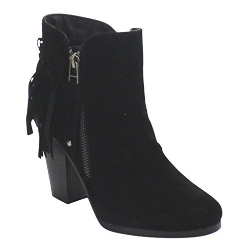 stacked heel ankle boots