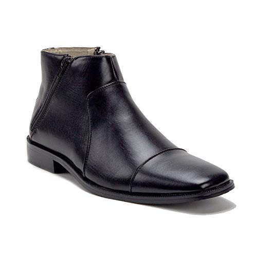 Men's 38893 Leather Lined Double Zip Cap Toe Dress Ankle Boots | Jazame ...