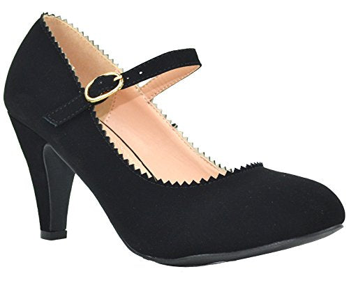 round toe pumps mid heel