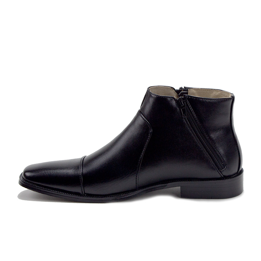 Men's 49904 Leather Lined Double Zip Cap Toe Dress Bootie Ankle Boots ...