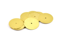 Middle Hole Tag, 20 Raw Brass Stamping Tag, Round Middle Hole (20mm) Brs 63 A0480