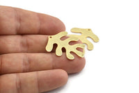 Gold Leaf Charm, 2 Textured Gold Plated Brass Leaf Charms With 1 Hole, Findings (32x25x0.80mm) M482