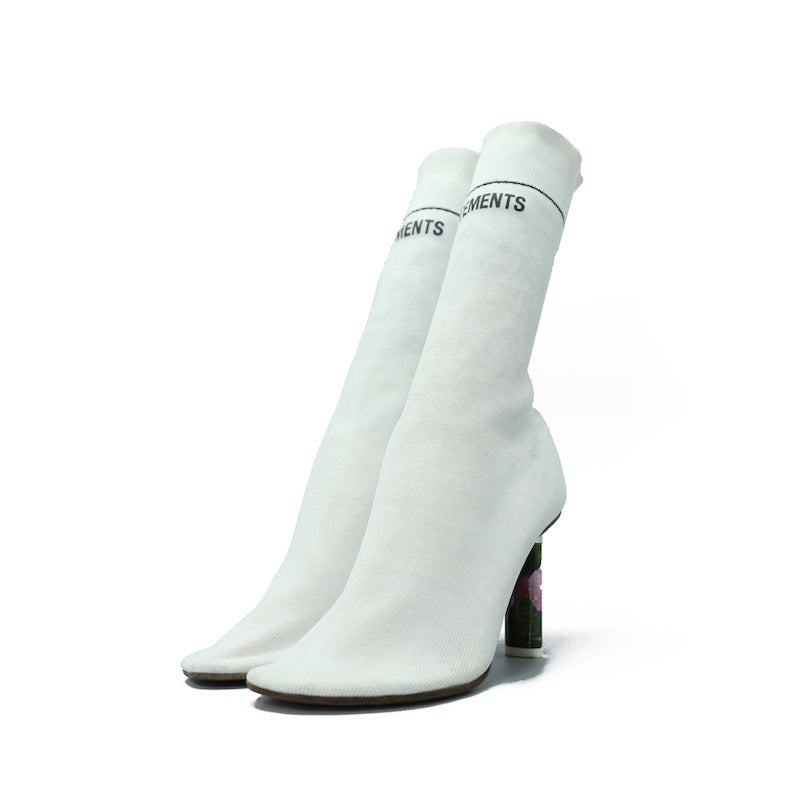 white sock ankle boots