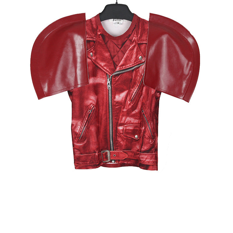 short sleeve faux leather jacket