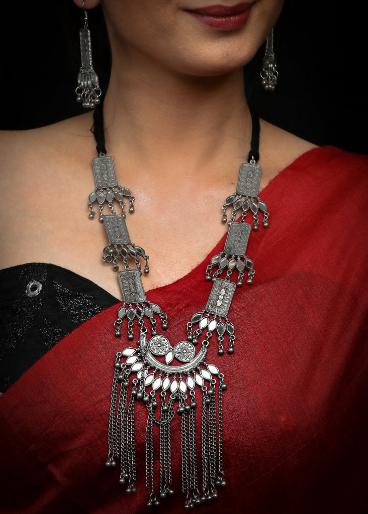 oxidised necklace for saree