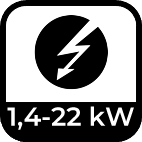 1.4 - 22 kW ladeeffekt