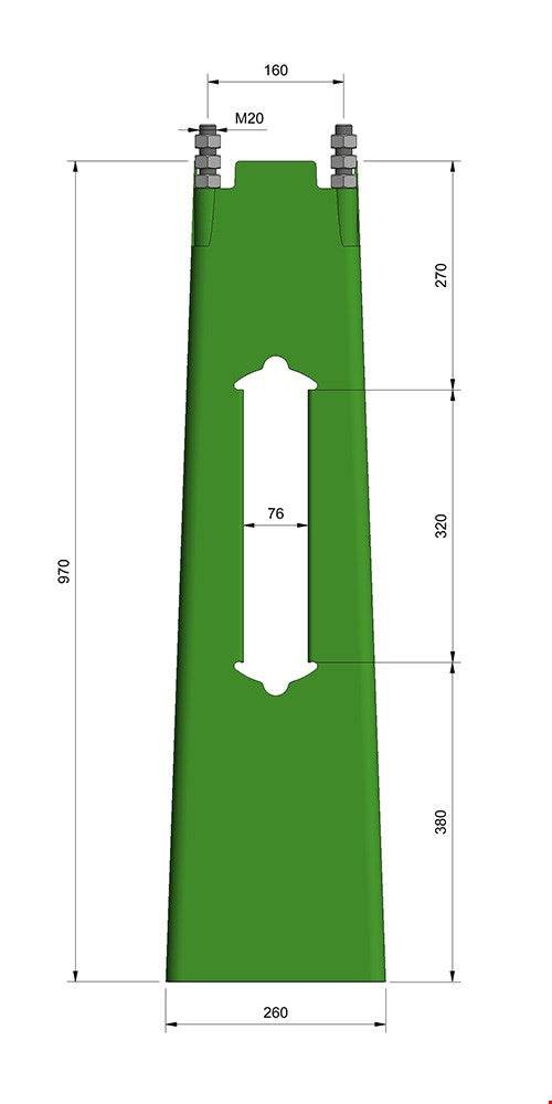 3530160c - Ørstafundament cc 160mm - H=750 mm - Mål - VIKØrsta — Elbilgrossisten