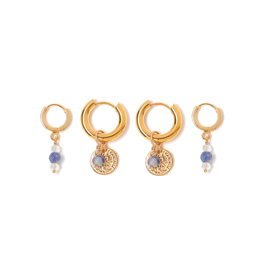 Coin Cluster Iolite Earring Set