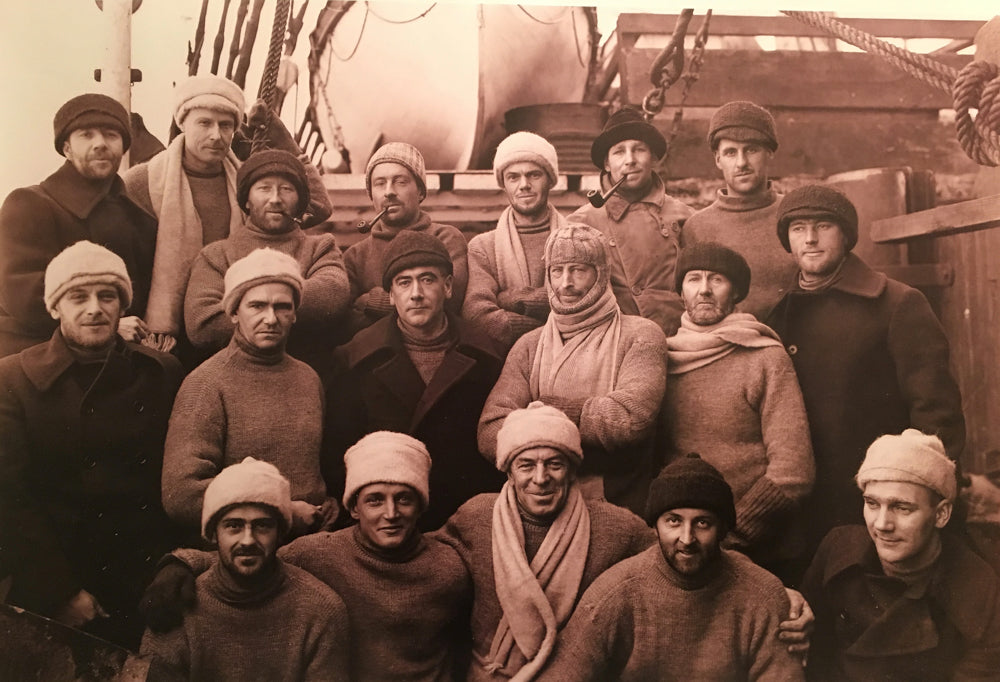 The Australian Antarctic Expedition. Mawson, in the balaclava in the middle.