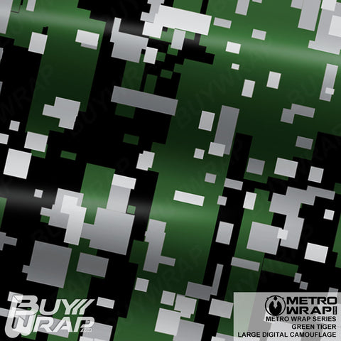 Large Digital Urban Green Camouflage - Metro Wrap