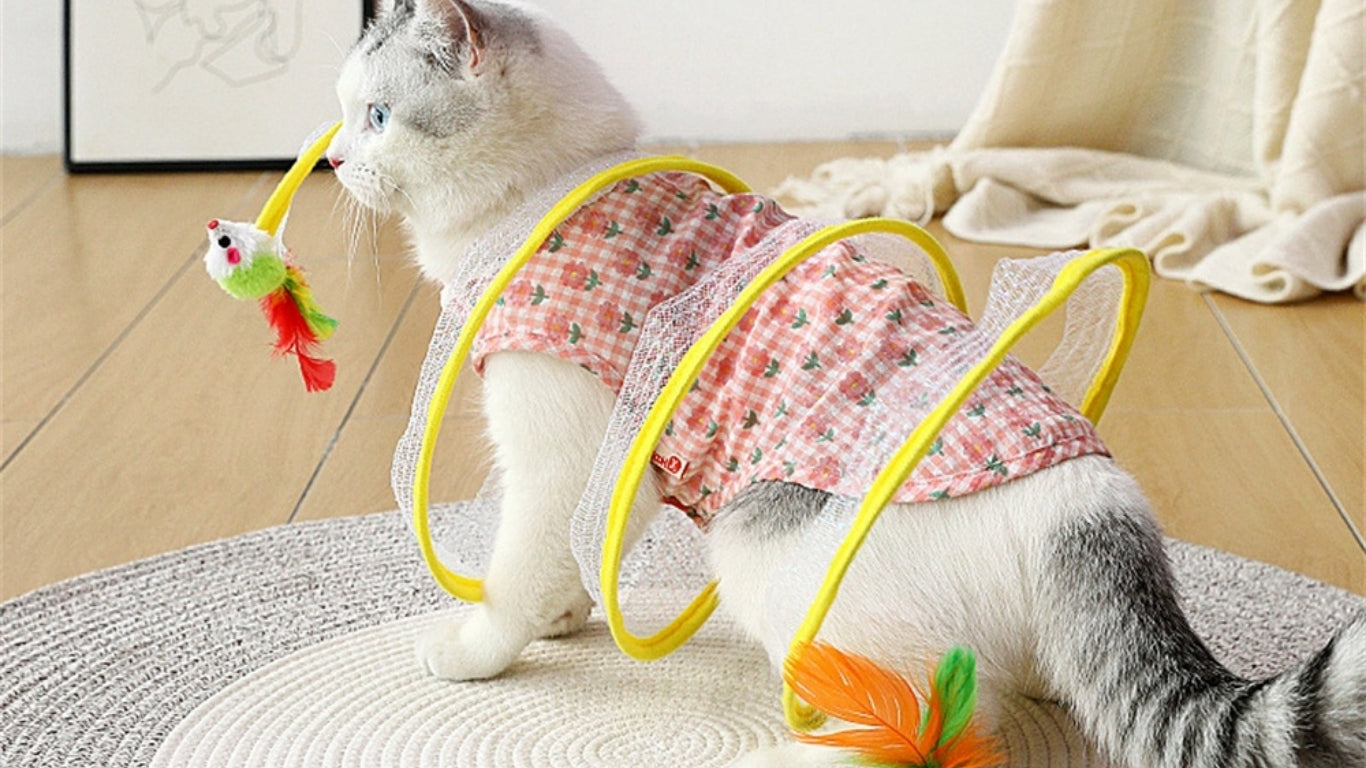 Elastic Collapsible Cat Tunnel Toy for Multiple Cats