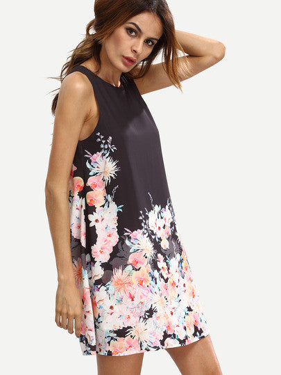 Summer Trendy multicolor Floral Sleeveless Shift Dress – Lyfie