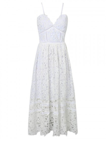 White Summer Crochet Dress Full Length – Lyfie