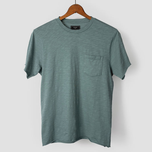 Slub Cotton Pocket Tee in Grey Mix