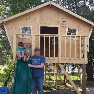 wood slanted playhouse plan