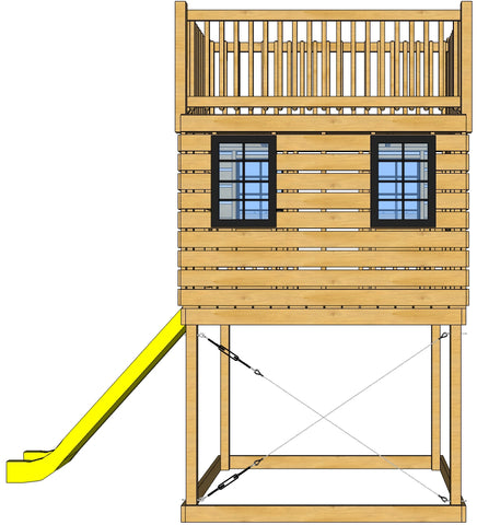 playset with cross cables in posts
