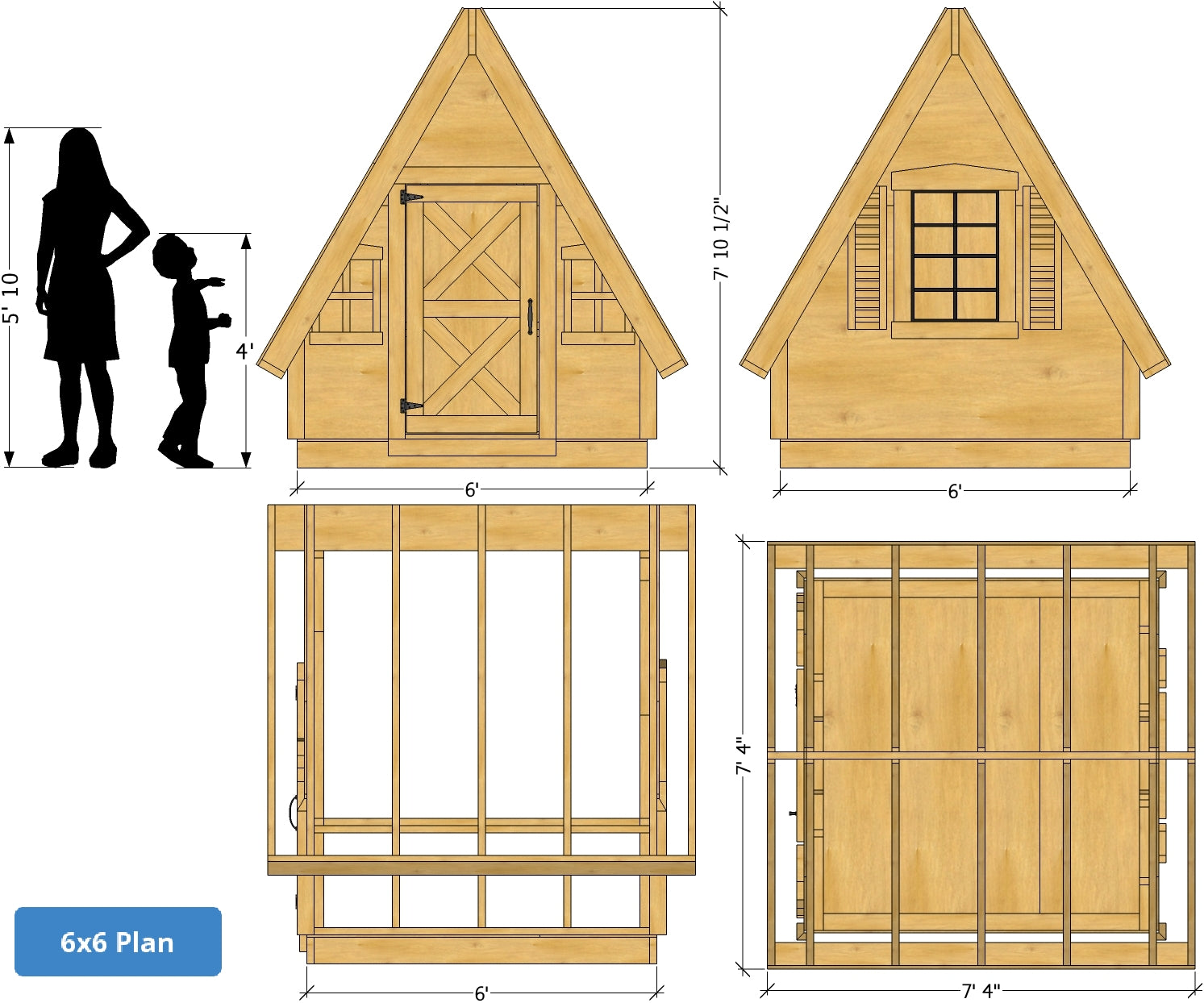 A Frame Playhouse Plan For Kids · 8x8ft And 6x6ft Pauls Playhouses