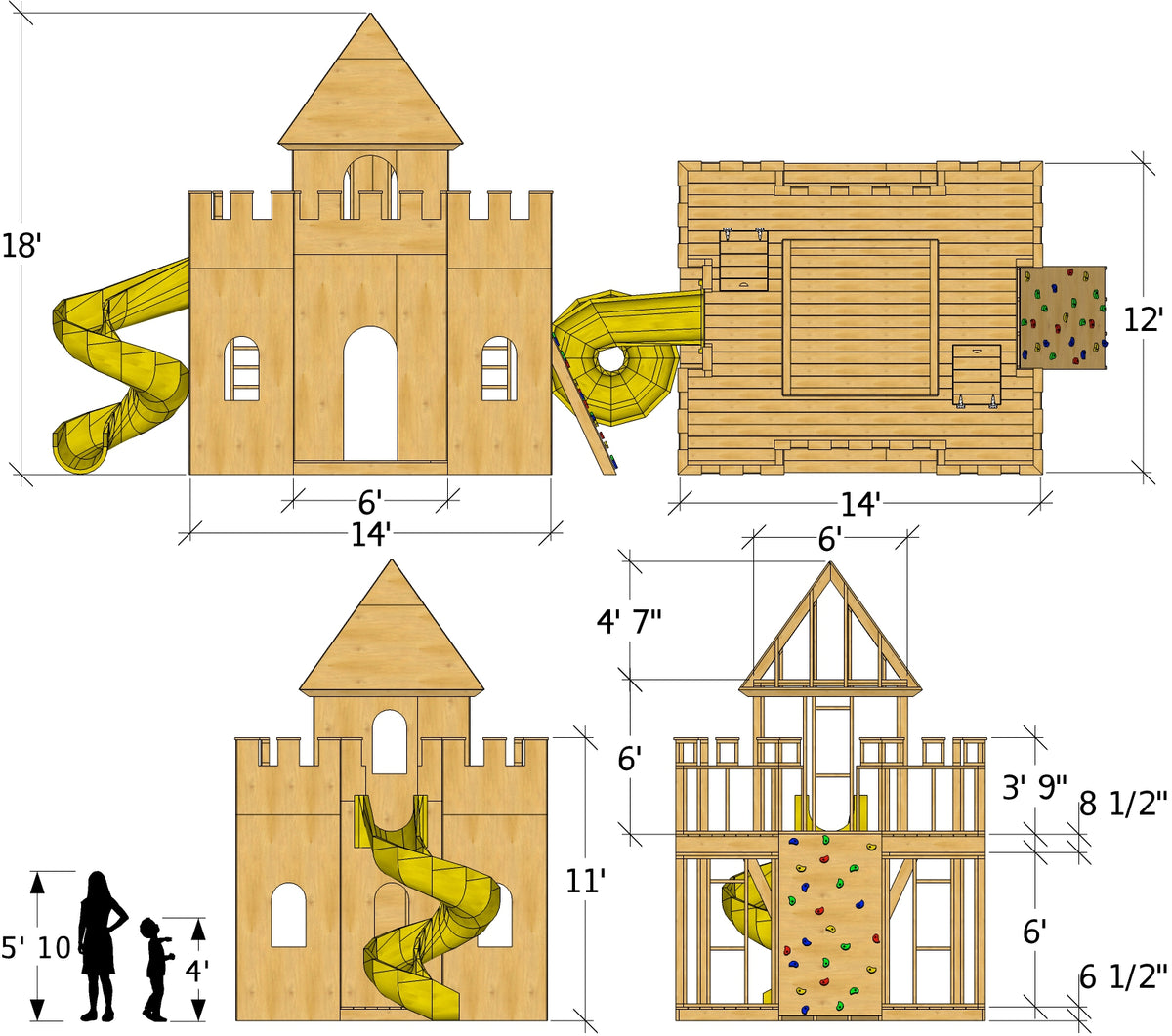 12x14 Enchanted Castle Playhouse Plan for Kids - Paul's Playhouses