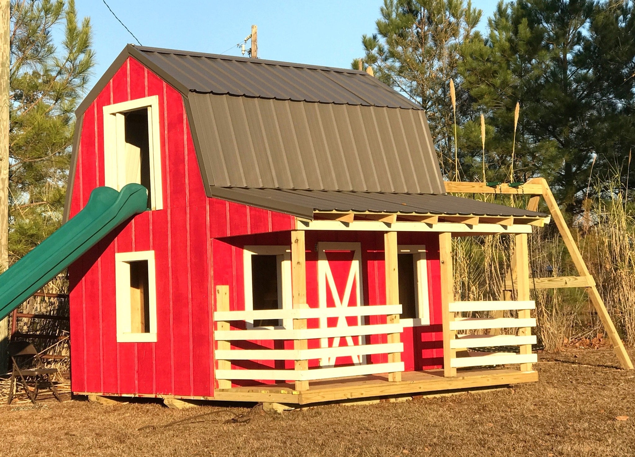 Barn &amp; Silo Playhouse Plan 300ft² Wood Plan for Kids 