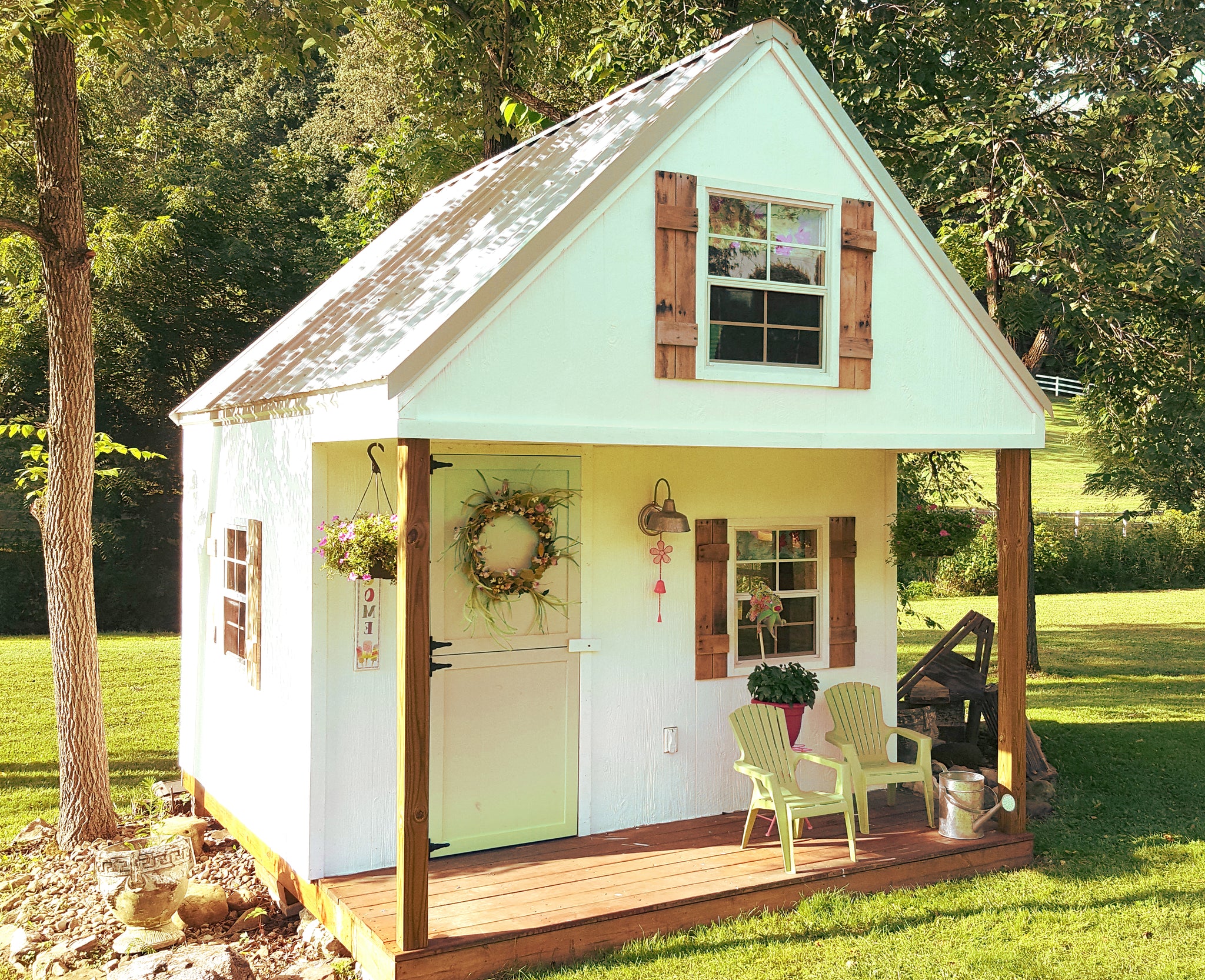 wooden playhouse with loft