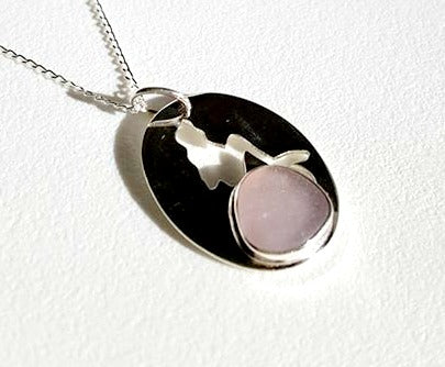 Sea Glass Mermaid Necklace In Amethyst And Sterling Silver