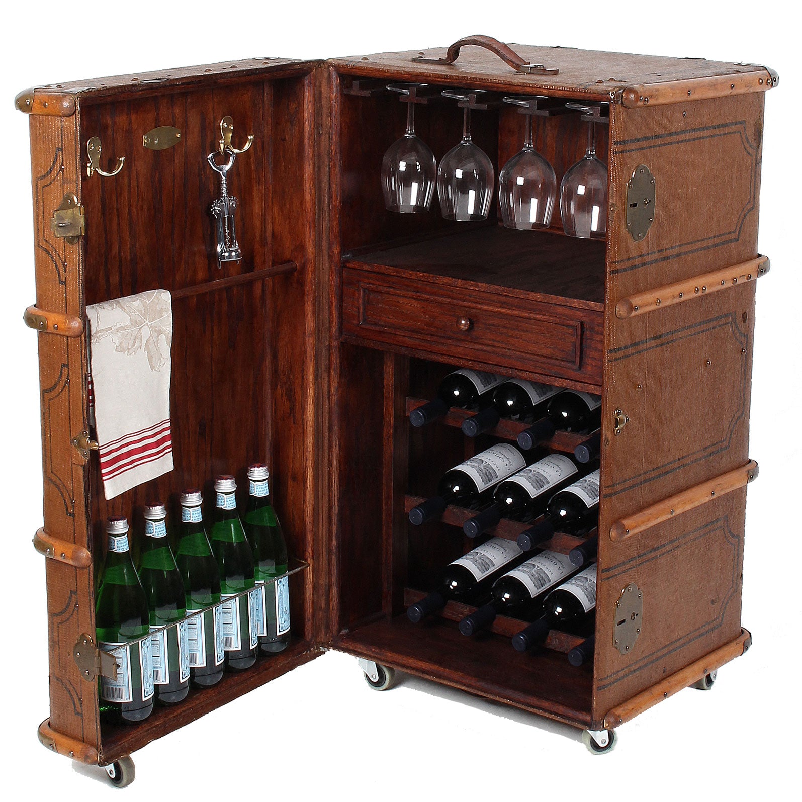 Vintage Steamer Trunk Wine Bar Cabinet Fatto A Mano Antiques