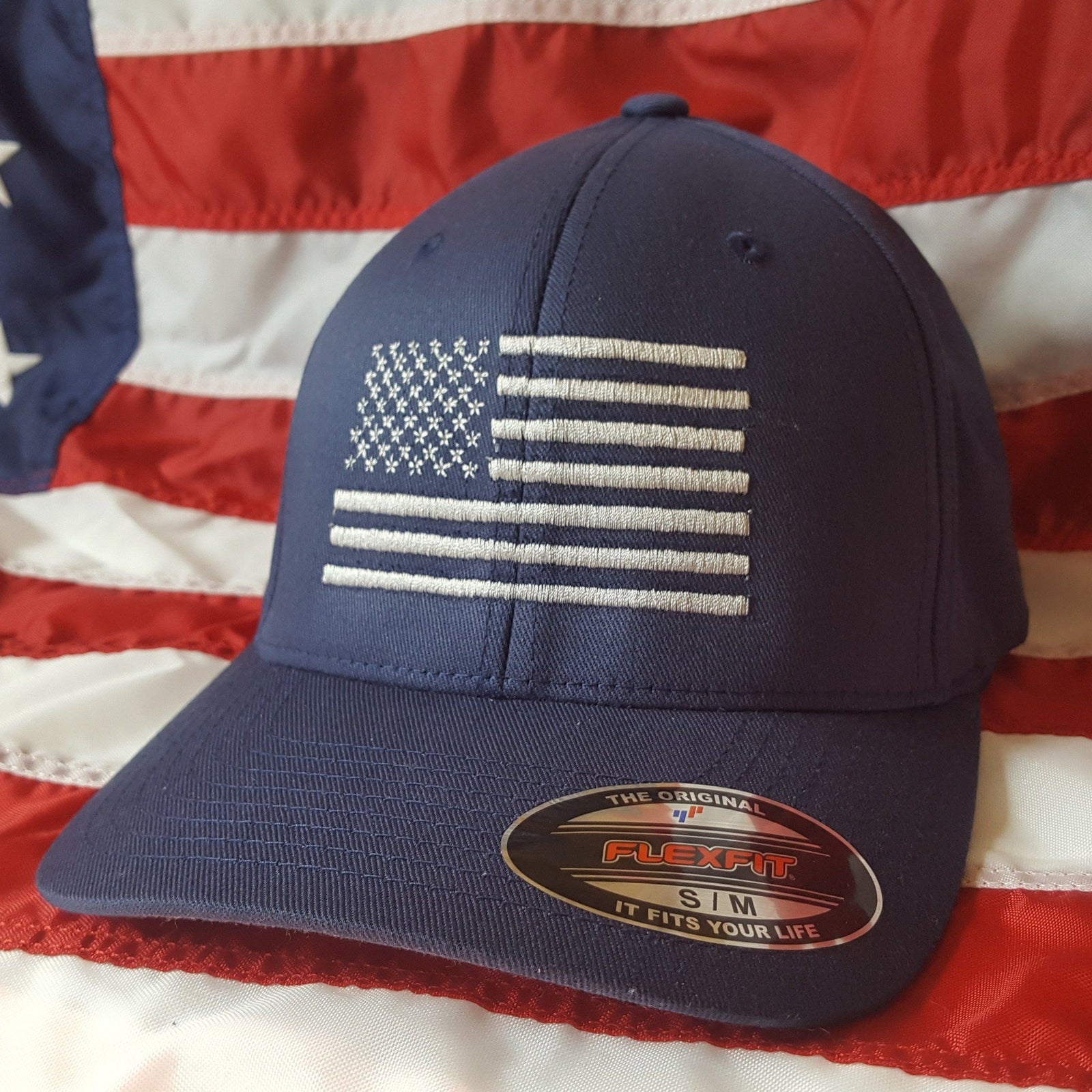 American Flag Navy Flexfit Hat – Eagle Six Gear
