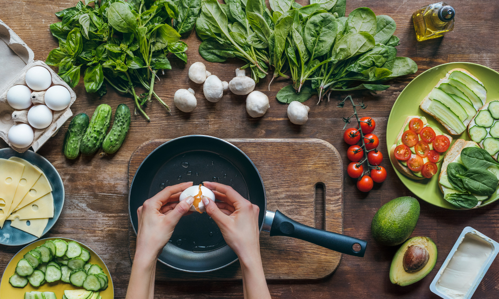 woman's hands cooking healthy nutritious food