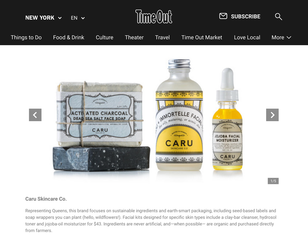 TimeOut features Caru Skincare