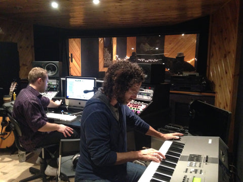 Gabriel Mann records keyboards at The Songwriting School's Sound Boutique Studio