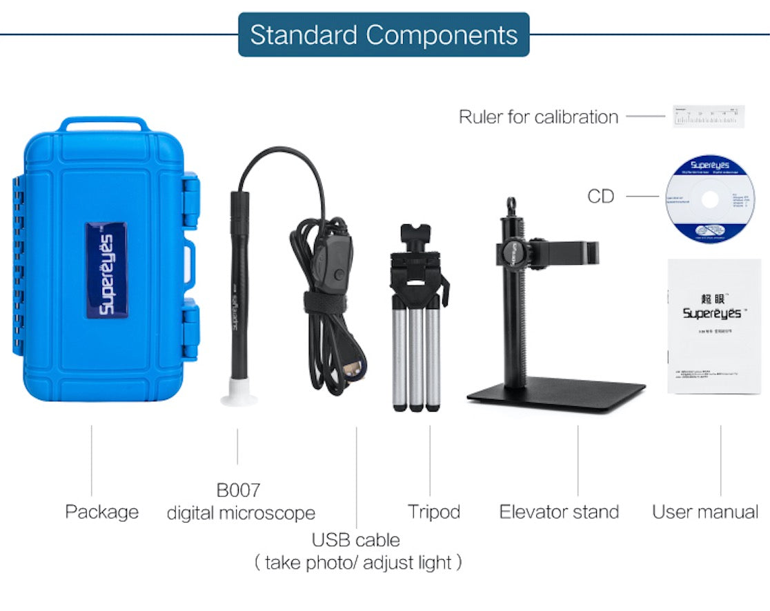 B007 300X Handheld USB Digital Microscope Loupe Otoscope Magnifier with LED Metal Stand