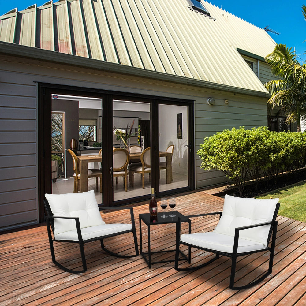 DISCOUNTTODAY 3 Pieces Patio Set Outdoor Wicker Patio Furniture Sets Modern Bistro Set Rattan Chair Conversation Sets with Coffee Table for Yard and Bistro 24.8 x 33.46 x 26.77