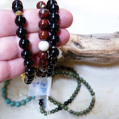 Handmade men's jewelry. Beaded gemstone bracelets for men and women. Agate, jasper, onyx