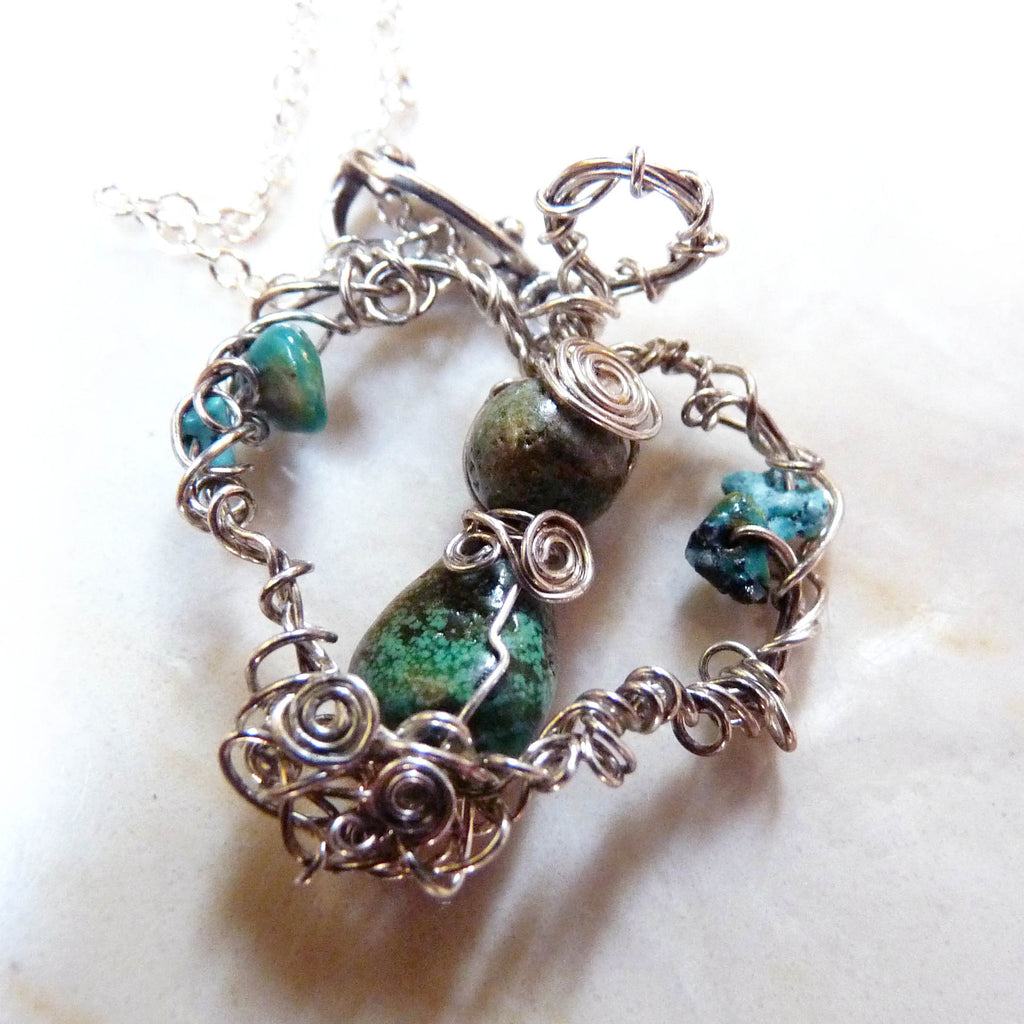 Angel - Silver & Turquoise Wire Wrapped Pendant – Rhonda Chase Design