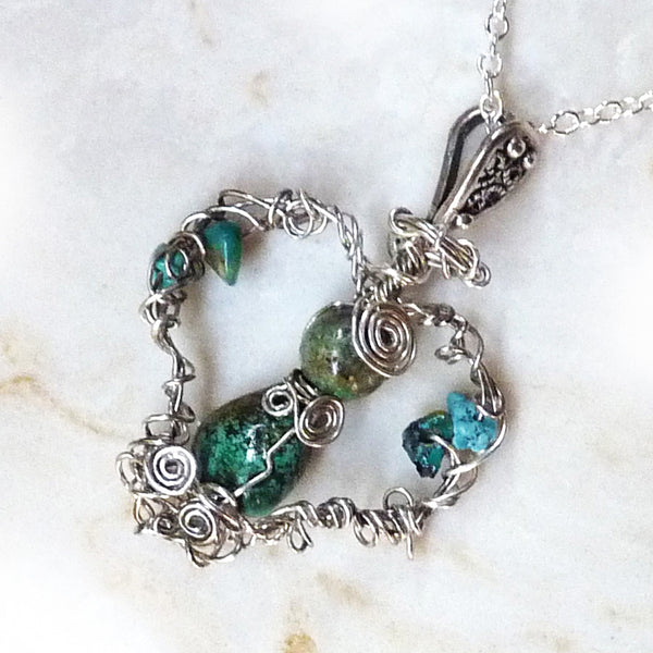 Angel - Silver & Turquoise Wire Wrapped Pendant – Rhonda Chase Design