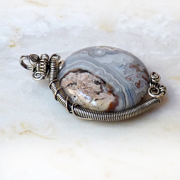 Crazy Lace Agate Wire Wrapped Pendant – Rhonda Chase Design