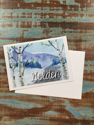 winter aspen tree card