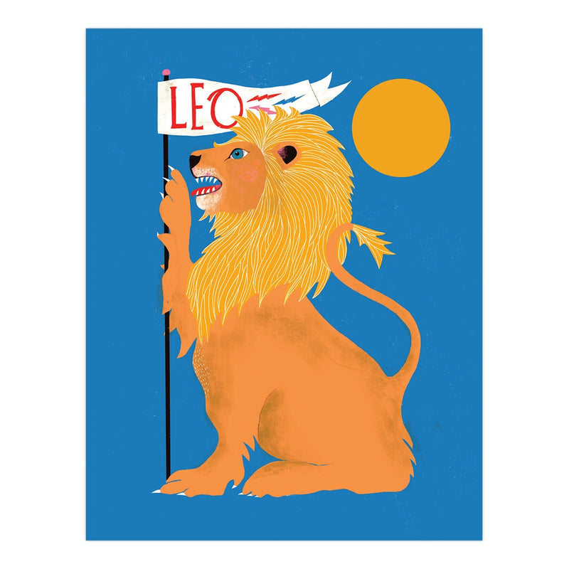 illustrated leo zodiac greeting card