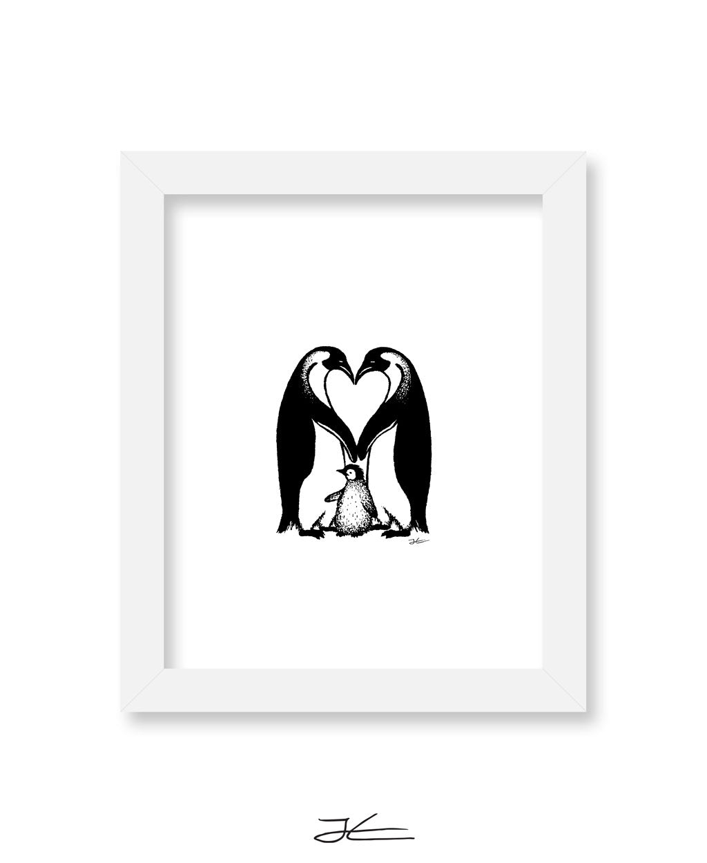 penguin in love drawing