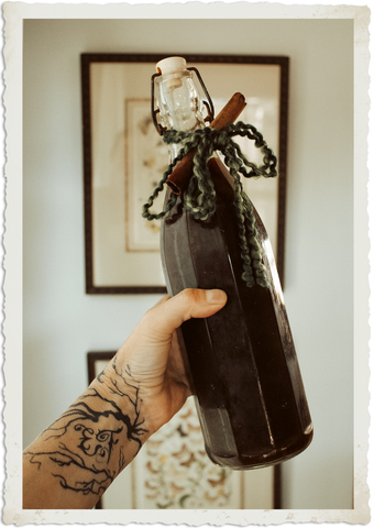 Homemade Chai Concentrate Base in a pretty Bottle