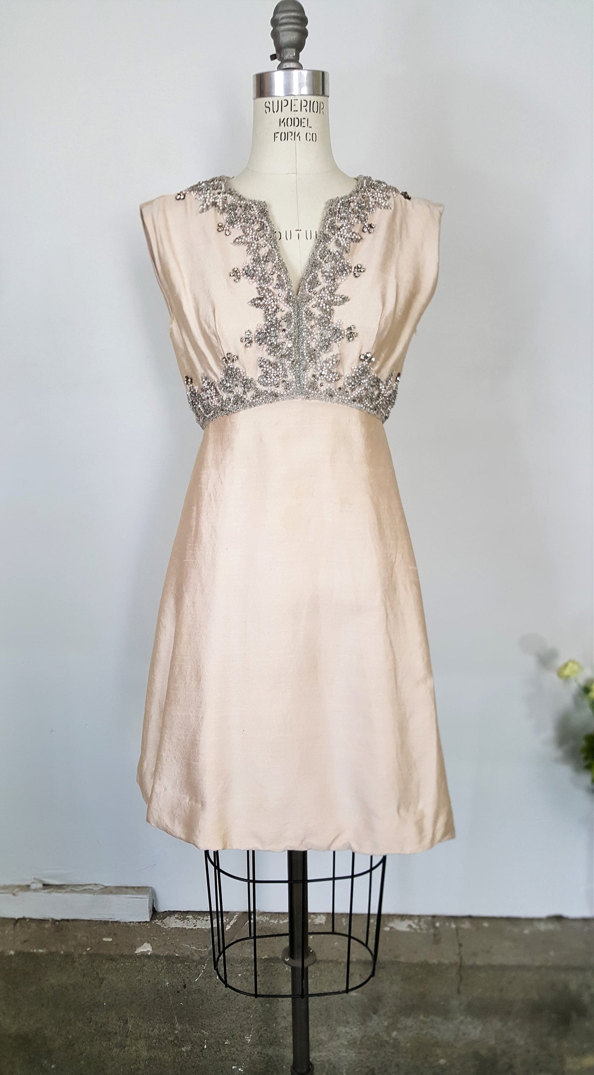 Vintage 1960s Pink Silk Beaded Party Dress By Seaton Enterprises ...