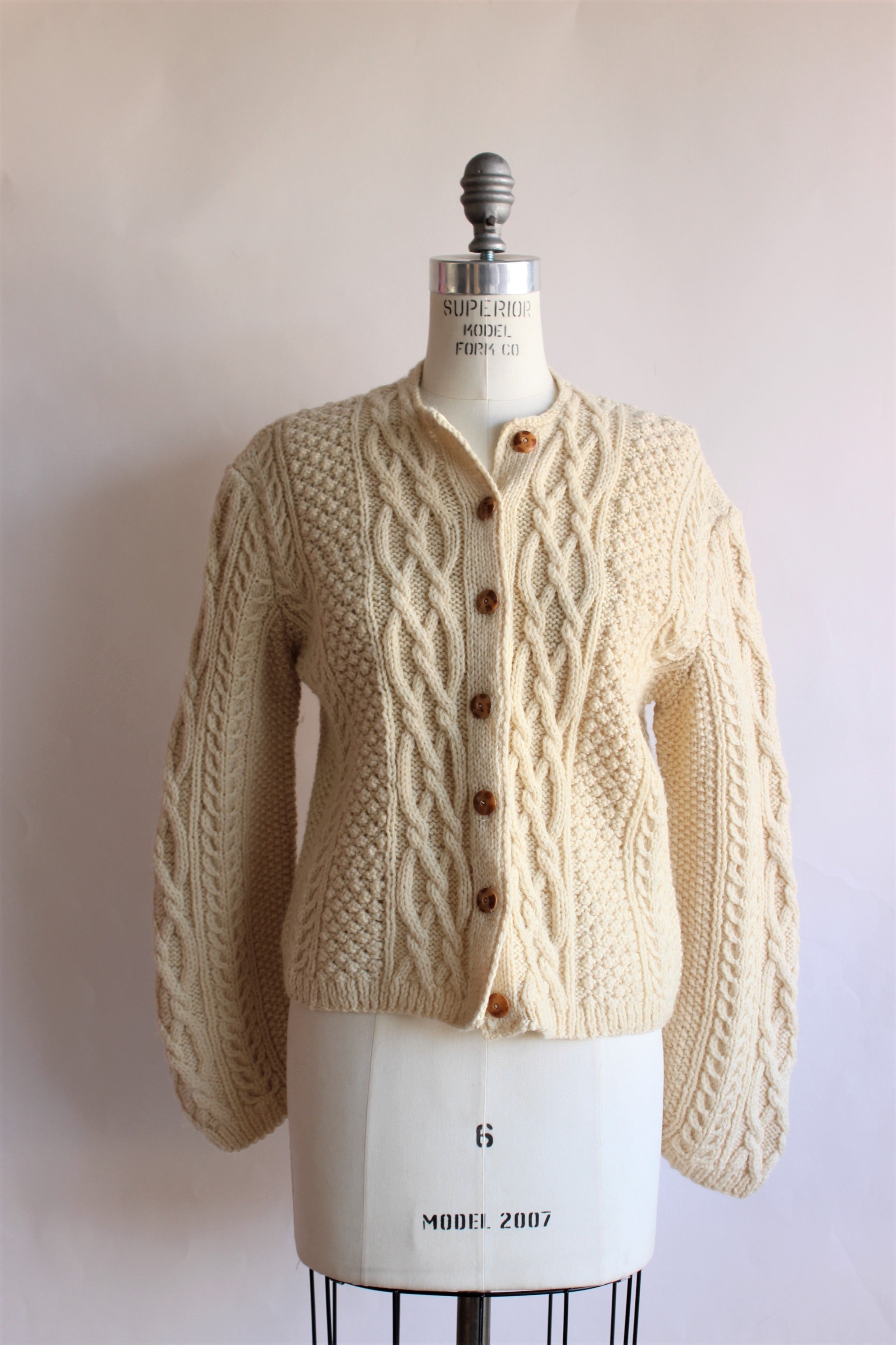 Vintage 1950s Ivory Cableknit Cardigan Sweater – Toadstool Farm Vintage