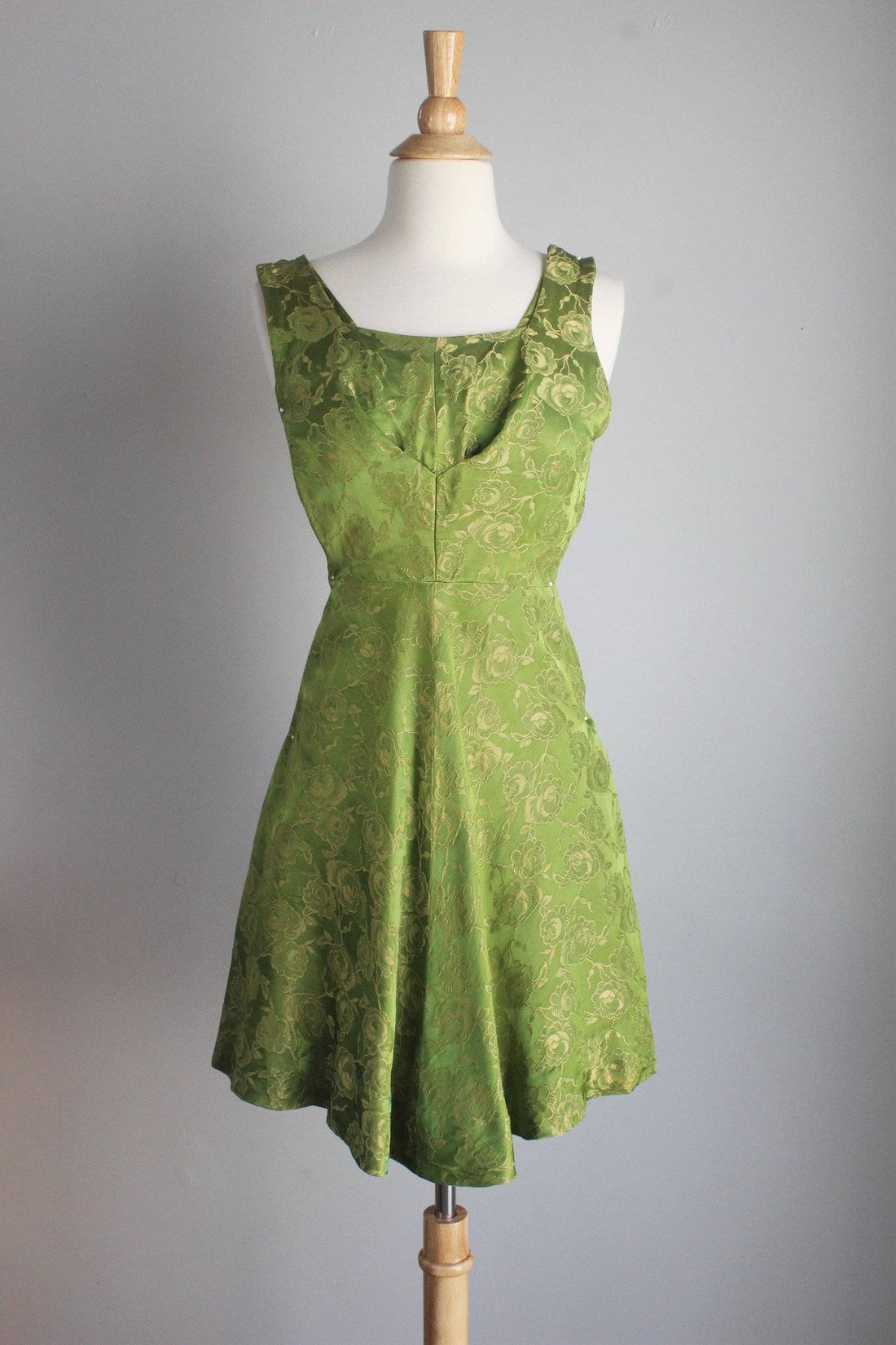 Vintage 1940s Green Damask Fit and Flare Party Dress – Toadstool Farm ...