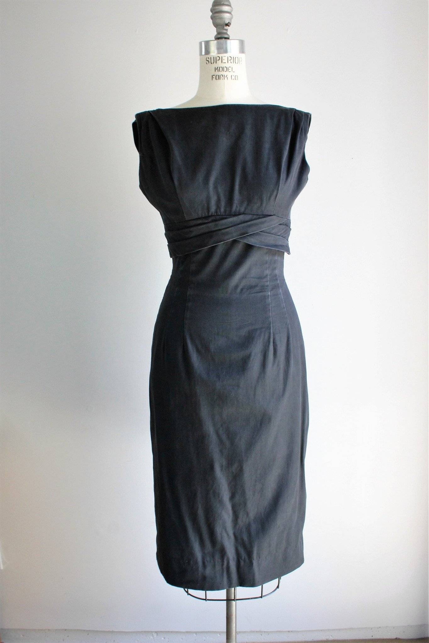 Vintage 1950s or 1960s Black Cotton Faille Dress – Toadstool Farm Vintage