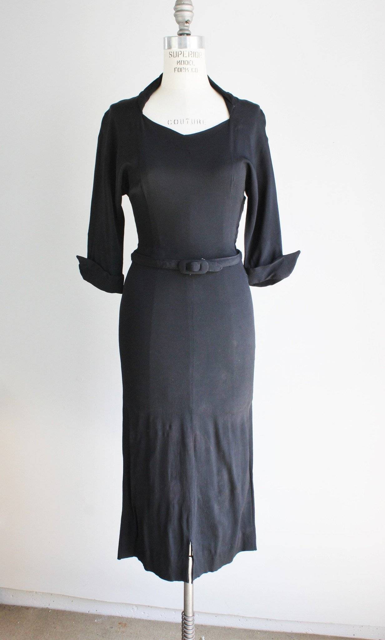 Vintage 1930s Black Rayon Crepe LIttle Black Wiggle Dress - Toadstool ...
