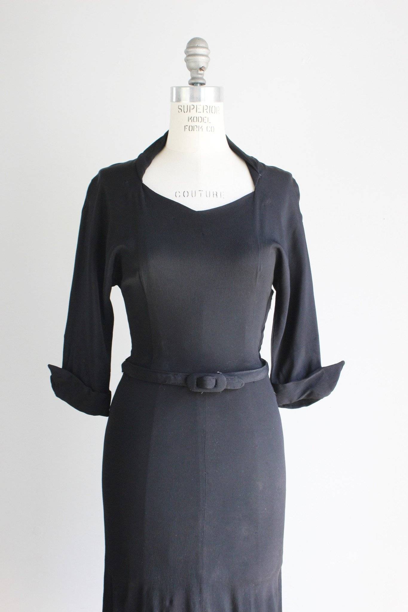 Vintage 1930s Black Rayon Crepe LIttle Black Wiggle Dress - Toadstool ...