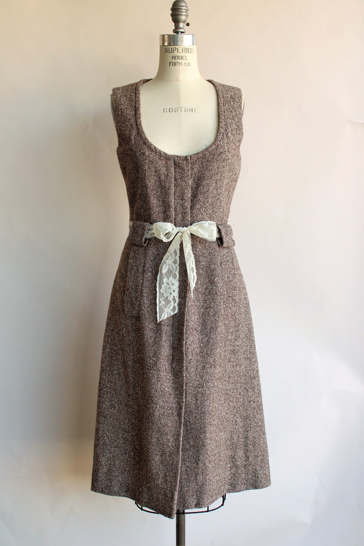 Vintage Late 1960s Brown Tweed Dress – Toadstool Farm Vintage